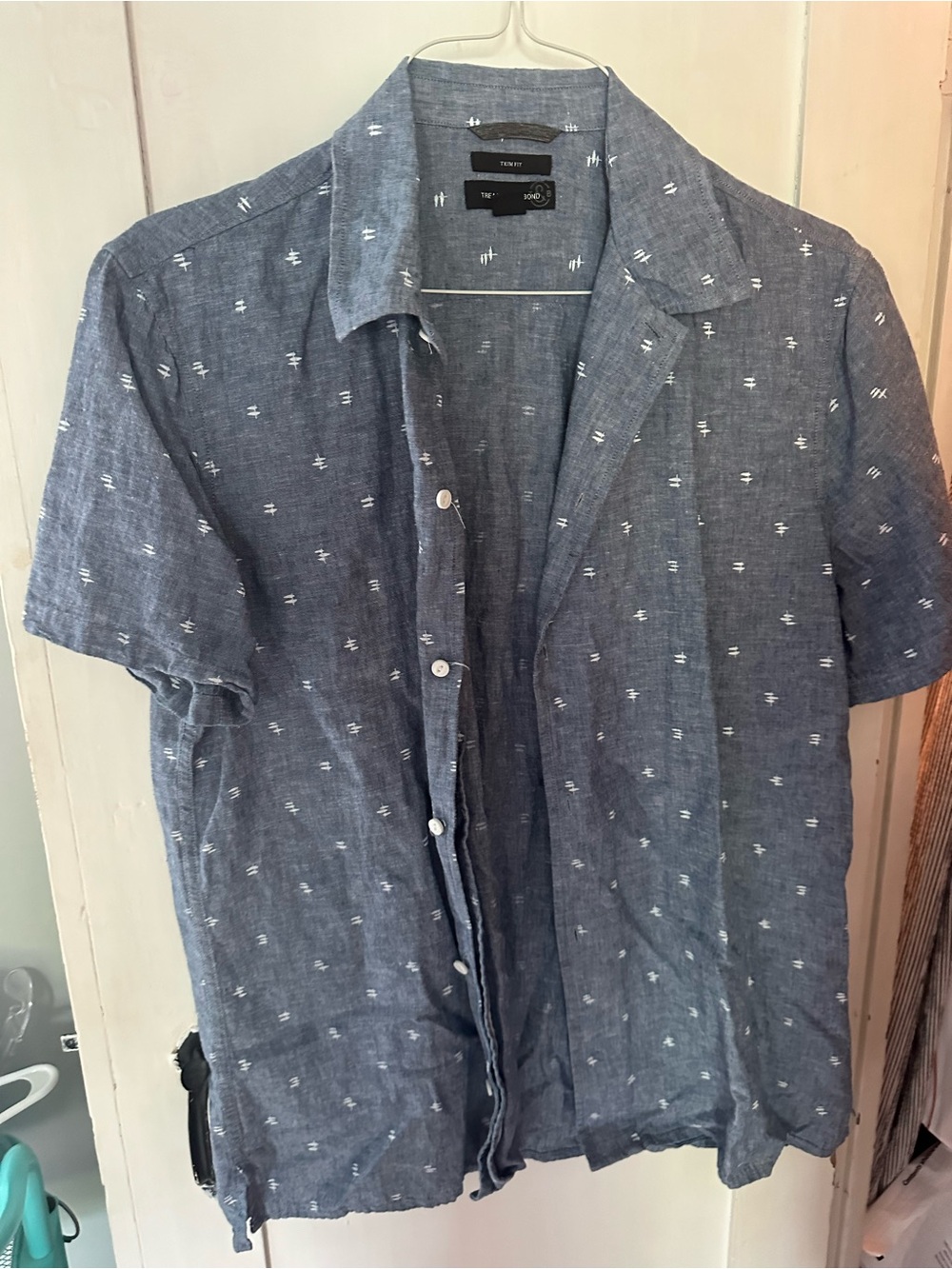 Treasure & Bond Short-Sleeve Patterned Linen Shirt